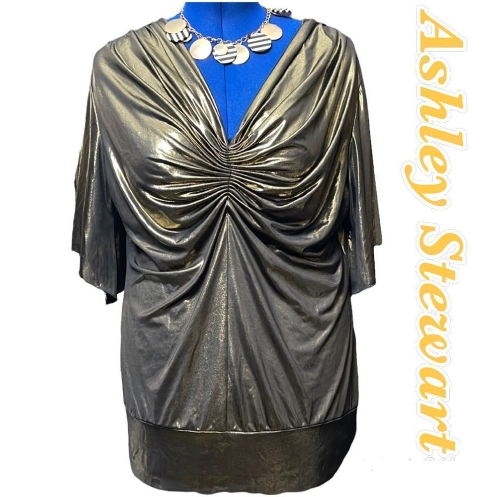 Ashley Stewart metallic gold blouse!